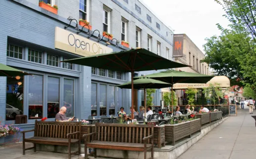 Diners on the Open City patio in Woodley Park - Brunch spots in Washington, DC