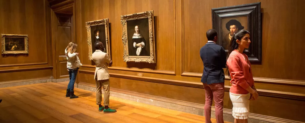 Visitors at the National Gallery of Art on the National Mall - Free art museum in Washington, DC